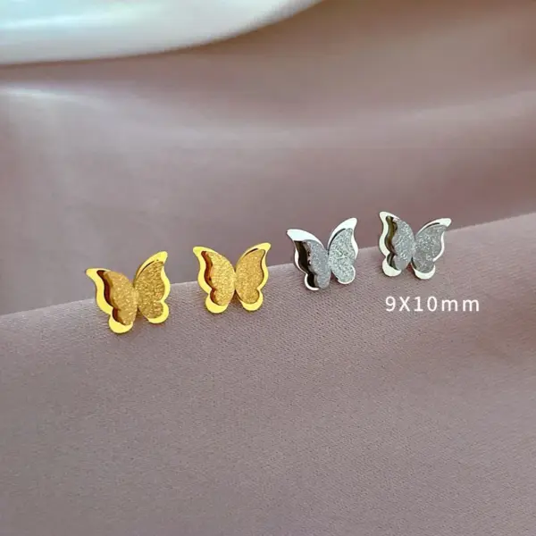 Electroplating Golden Plated Butterfly Titanium Steel Simple Style Ear Studs