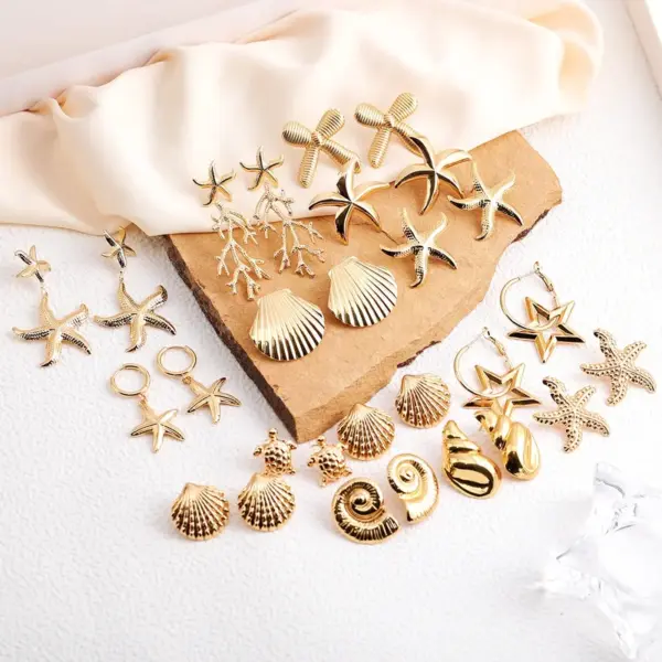 Wholesale 1 Pair IG Style Marine Style Tortoise Starfish 304 Stainless Steel Drop Earrings Ear Studs