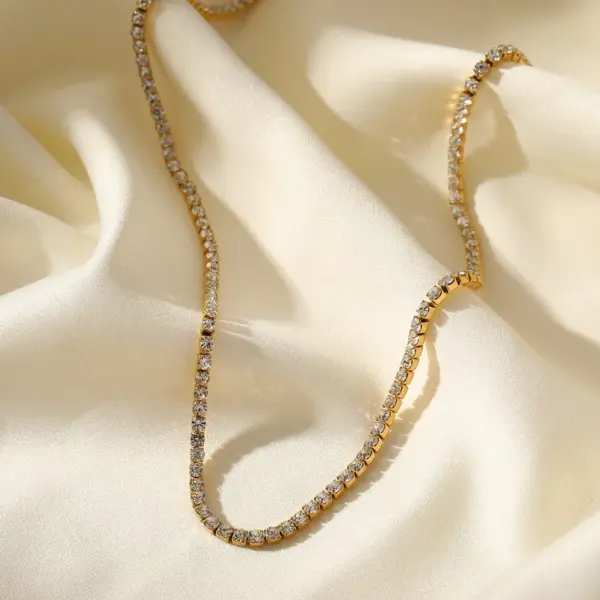 Vacation Simple Style Solid Color 304 Stainless Steel Zircon Tennis Chain Tennis Bracelet In Bulk