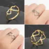 Wholesale Jewelry Fashion Heart 201 Stainless Steel No Inlaid 18K Gold Plated
