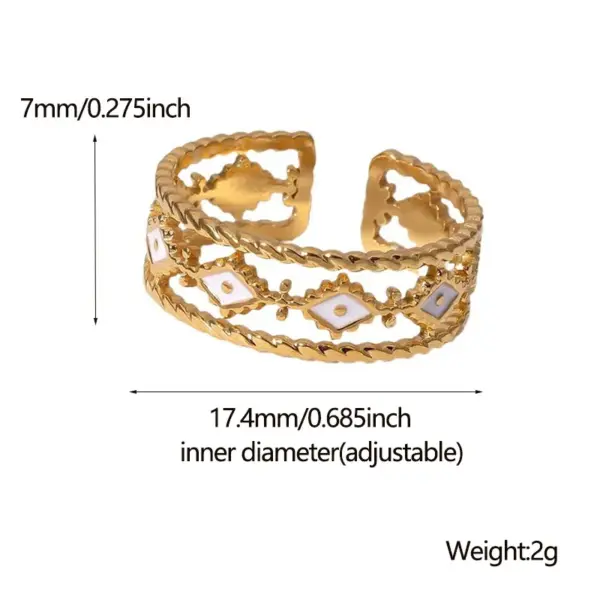 Wholesale PVD Coated Real Gold Plated 18K Gold Eye 304 Stainless Steel Retro Roman Style Waterproof Non Tarnish Open Rings