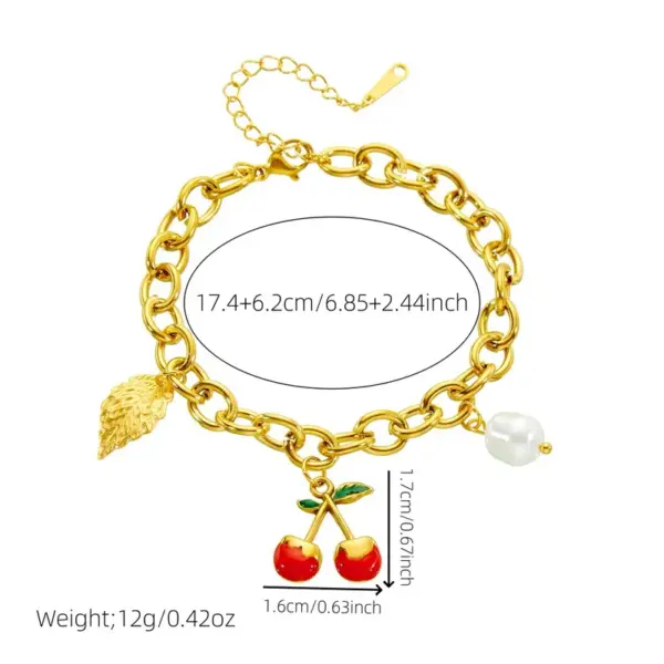 Wholesale Vacation Classic Style Leaf Fruit 304 Stainless Steel Cable Chain Bracelets In Bulk
