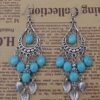 Wholesale Small leaf and twig tassel turquoise earrings