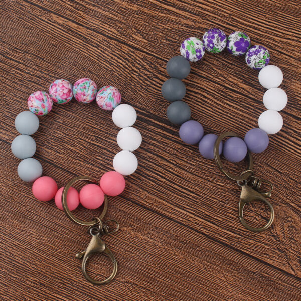 Wholesale Printed Silicone DIY Printed Beaded Bracelet Keychain Accessories