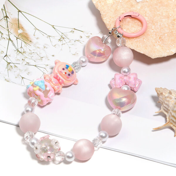 Wholesale Luminous fat love acrylic beads thin flash peach heart vertical hole beaded mobile phone chain diy accessories loose beads