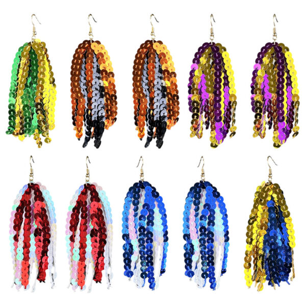 Wholesale Sports Season Multicolor Sparkling Tassel Earrings