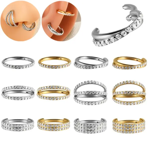 Wholesale Ion Plating (IP) 18K Gold Plated Geometric 304 Stainless Steel Casual Streetwear Waterproof Non Tarnish Earrings Nose Ring
