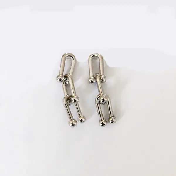 1 Pair Simple Style U Shape Stainless Steel Tassel Earrings