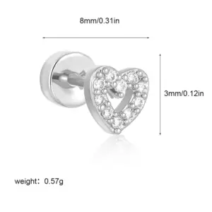 Steel Color Zircon Hollow Heart G048_2