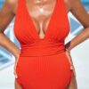oly-6967e011d2807915f7c0e4fb4e87593d Wholesale Pregnant Women's Swimsuit Women's Spring Conservative plus size Swimsuit Loose Solid Color Deep V-neck Chest Gather-Swimsuit