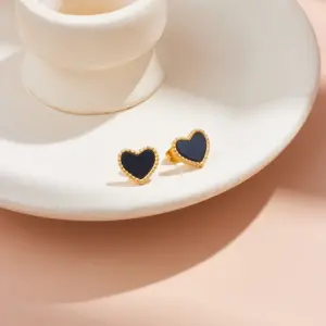 Dr014 Black Heart Shape-Gold