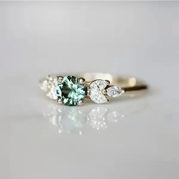 Wholesale Fashion Emerald Diamond Copper Ring Wedding Ring Women's Engagement Jewelry