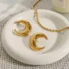 Wholesale 304 Stainless Steel Moon PVD Coated 18K Real Gold Plated Real Gold Plated 18K Gold Vintage Style Simple Style Classic Style Waterproof Non Tarnish Ear Studs