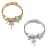 Wholesale Simple Style Letter Coconut Tree Stainless Steel Alloy Resin Inlay Artificial Gemstones Bangle