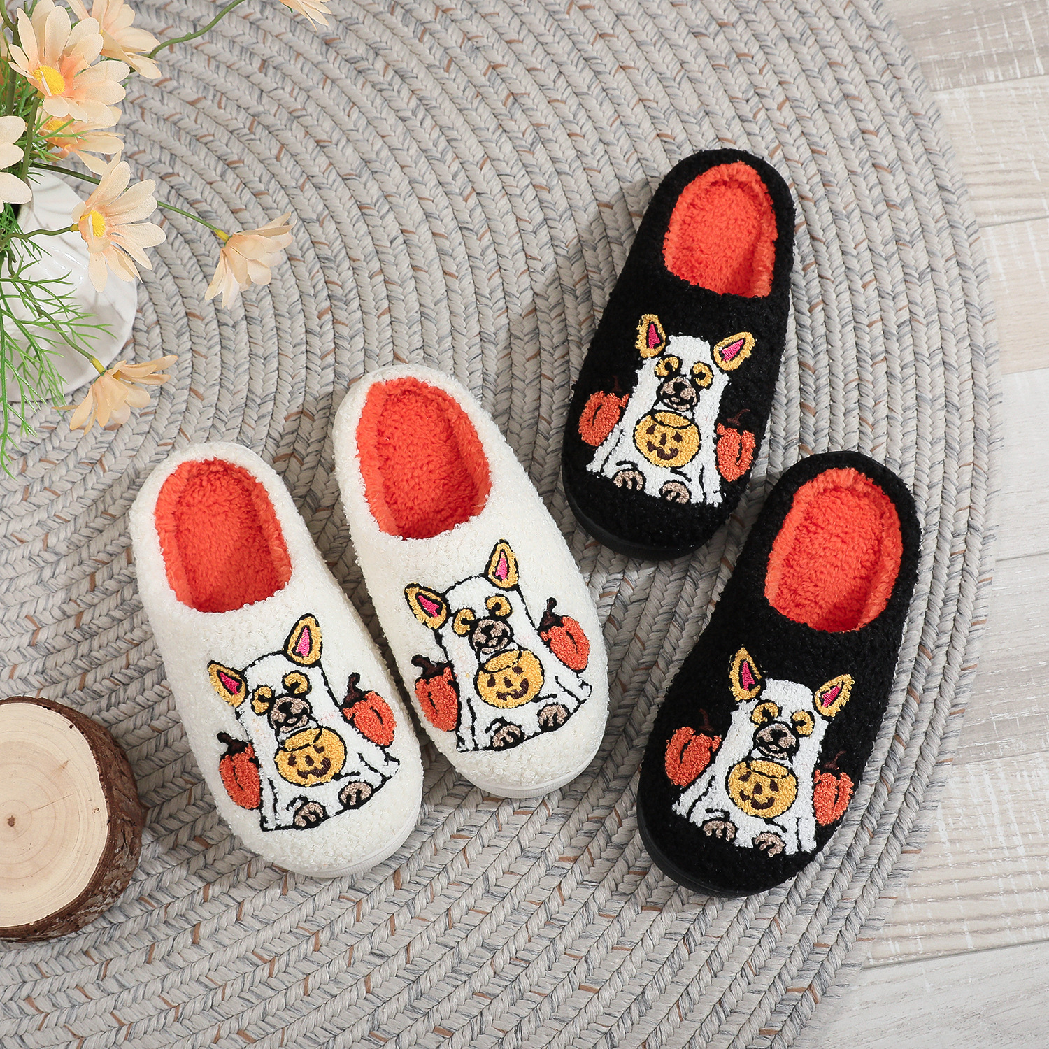 Wholesale Ins pular Pumpkin Pet Dog Cotton Slippers Female Cartoon Warm Fur Slippers Male Sokyseason