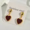 Electroplating Golden Plated Red Heart 304 Stainless Steel Casual Modern Style Simple Style Polishing Earrings