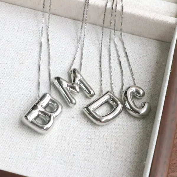 Wholesale Simple Style Classic Style Letter Copper Silver Plated Pendant Necklace In Bulk