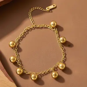S02015-Eight Golden Beads-Bracelet- Gold