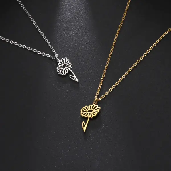 Wholesale Fashion Flower Stainless Steel Plating Pendant Necklace 1 Piece