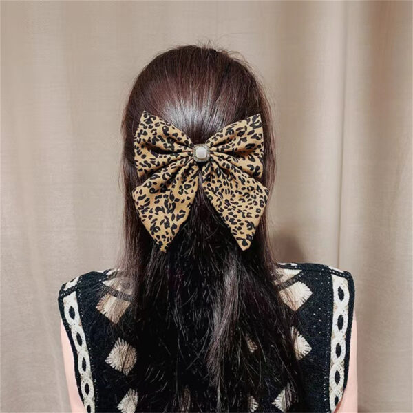 Wholesale Cross-border Explosions Leopard Element Fabric Bow Hairpin Bohemian Hair Accessories Women's Ponytail Spring Clip Hair
