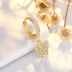 Ear Clip Letters W (14K Yellow Gold) / Copper Plating 14K Real Gold