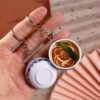 Wholesale Simulation Food 4cm Blue and White Porcelain Bowl Keychain Pendant Chinese Style Gourmet Snack Micro Food Play Model Toy