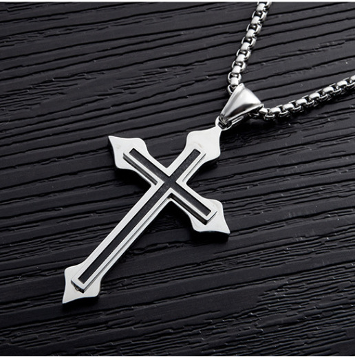 Wholesale Ebay AliExpress Hot Supply Stainless Steel Necklace Classic Cross Pendant Couple Necklace