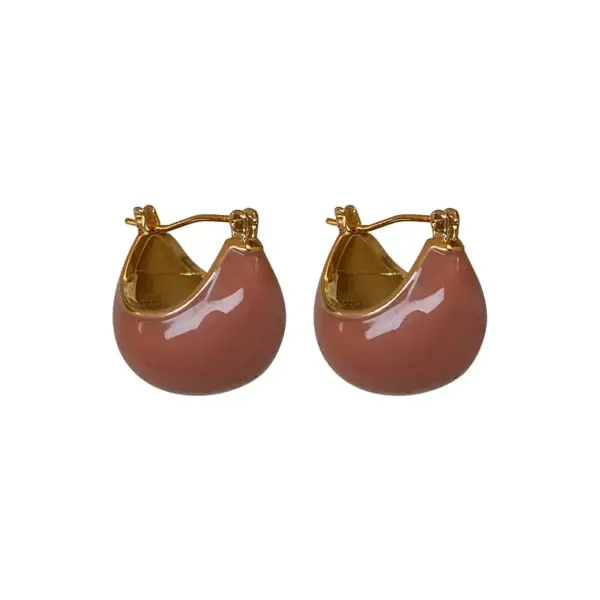1 Pair Retro Ball Enamel Plating Copper Hoop Earrings