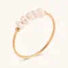 Women's Stainless Steel PVD Coated 18K Gold Plated Pearl Geometric Rings Imitation Pearl Jewelry