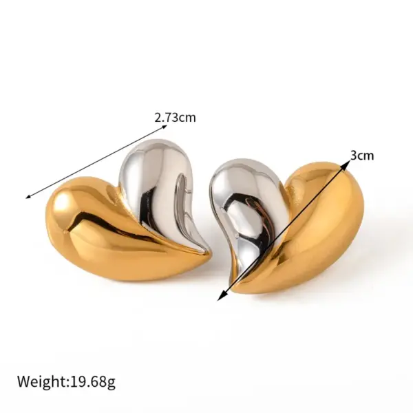 Wholesale 1 Pair Retro French Style Simple Style Heart Shape Plating 304 Stainless Steel 18K Gold Plated Ear Studs