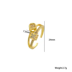 645 Gold Double Four-Leaf Clover Ring