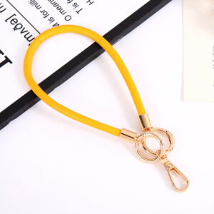 K4210 Pu leather rope pendant spring ring + plate buckle turmeric / Leather rope pendant
