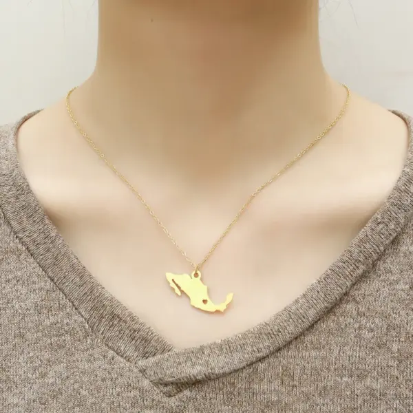 Wholesale Jewelry Fashion Map 304 Stainless Steel 18K Gold Plated Plating Stainless Steel Necklaces