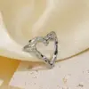 Wholesale PVD Coated 18K Gold Plated Heart Shape 304 Stainless Steel Retro Waterproof Non Tarnish Open Rings