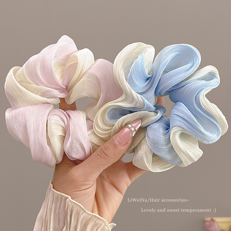 Wholesale Streamer Gradient Mesh Large Intestine Hair Ring Women's Gentle High-quality Color Value Hair Band Rubber Band Hair Aessories for Summer