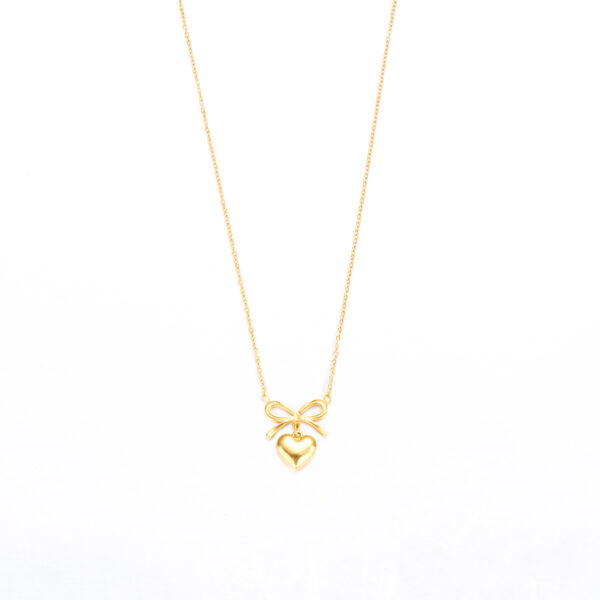 Wholesale European and American Ins Simple and Fresh Cute Bow Love Stainless Steel Necklace Temperament All-match High-end Clavicle Chain