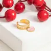 Wholesale PVD Coated Real Gold Plated Cherry Heart Shape Eye 304 Stainless Steel Cute Waterproof Non Tarnish Charm Rings Open Rings