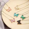 Wholesale 304 Stainless Steel Copper Fashion Inlay Butterfly Crystal Pendant Necklace