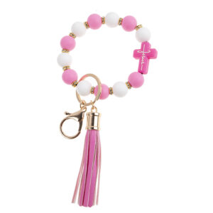White Purple Cross Su silicone key bracelet