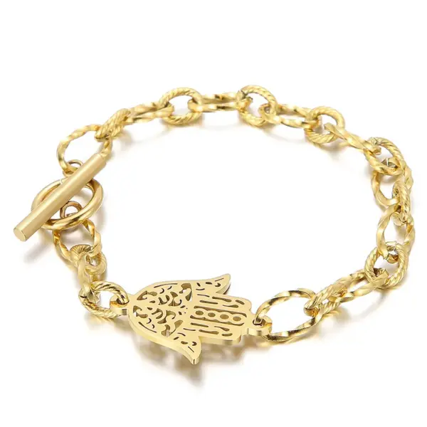 Wholesale PVD Coated 18K Gold Plated Geometric Titanium Steel Fashion Waterproof Non Tarnish Bracelets