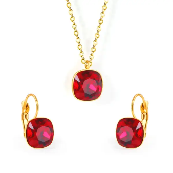 Wholesale Jewelry Fashion Geometric Stainless Steel Artificial Gemstones Earrings Necklace