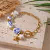 Ion Plating (IP) 18K Gold Plated Starfish Snails Fish 304 Stainless Steel Ceramics Casual Hawaiian Beach Waterproof Non Tarnish Bracelets Necklace