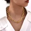 Wholesale PVD Coated Real Gold Plated 18K Gold Solid Color 304 Stainless Steel Vacation Classic Style Waterproof Non Tarnish Chain Necklace Necklace