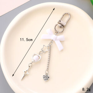 K4953 solid color bow hanging heart white / Small pendant