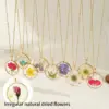 Wholesale Ion Plating (IP) 18K Gold Plated Dried Flower 304 Stainless Steel Casual Elegant Pendant Necklace