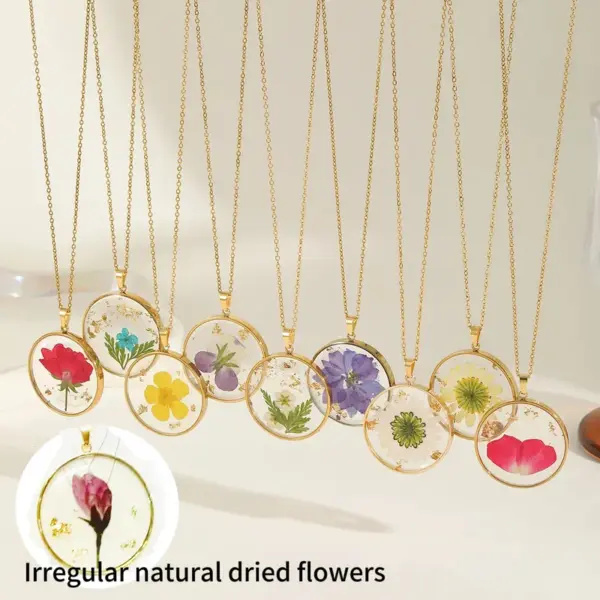 Wholesale Ion Plating (IP) 18K Gold Plated Dried Flower 304 Stainless Steel Casual Elegant Pendant Necklace