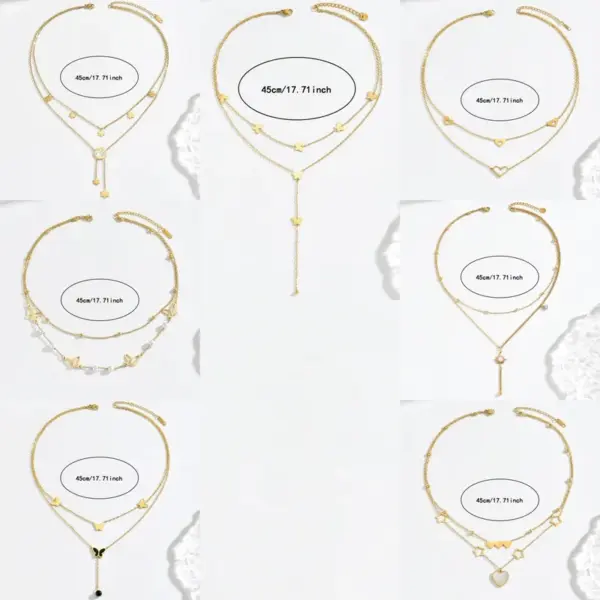 Wholesale 304 Stainless Steel Animal PVD Coated 18K Real Gold Plated Casual Simple Style Waterproof Non Tarnish Cable Chain Double Layer Necklaces