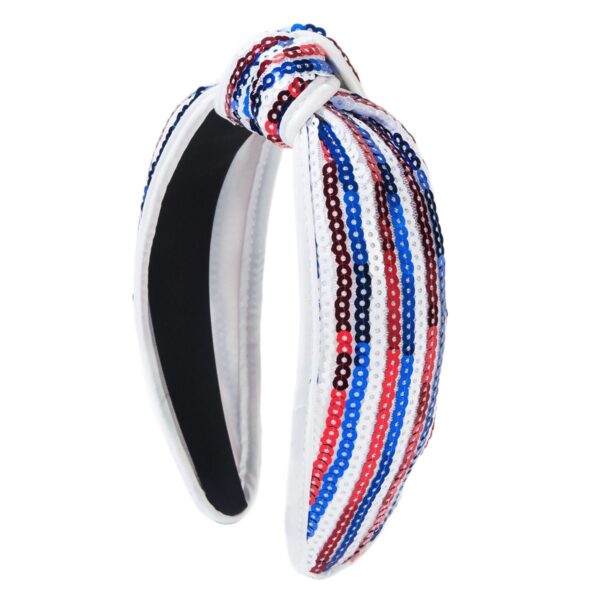 oly-69d650a4b082a41288b08c218cc2c398 Wholesale Cross-Border New American Flag Independence Day Headband Creative Diamond Striped Star Sequin Fabric Headband Hair Accessories for Women