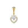 1 Piece Belly Rings Simple Style Classic Style Heart Shape 304 Stainless Steel Inlay Zircon Belly Rings