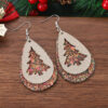 Wholesale Christmas Openwork Christmas Tree Sequin Leather Teardrop Multi-Layer Earrings